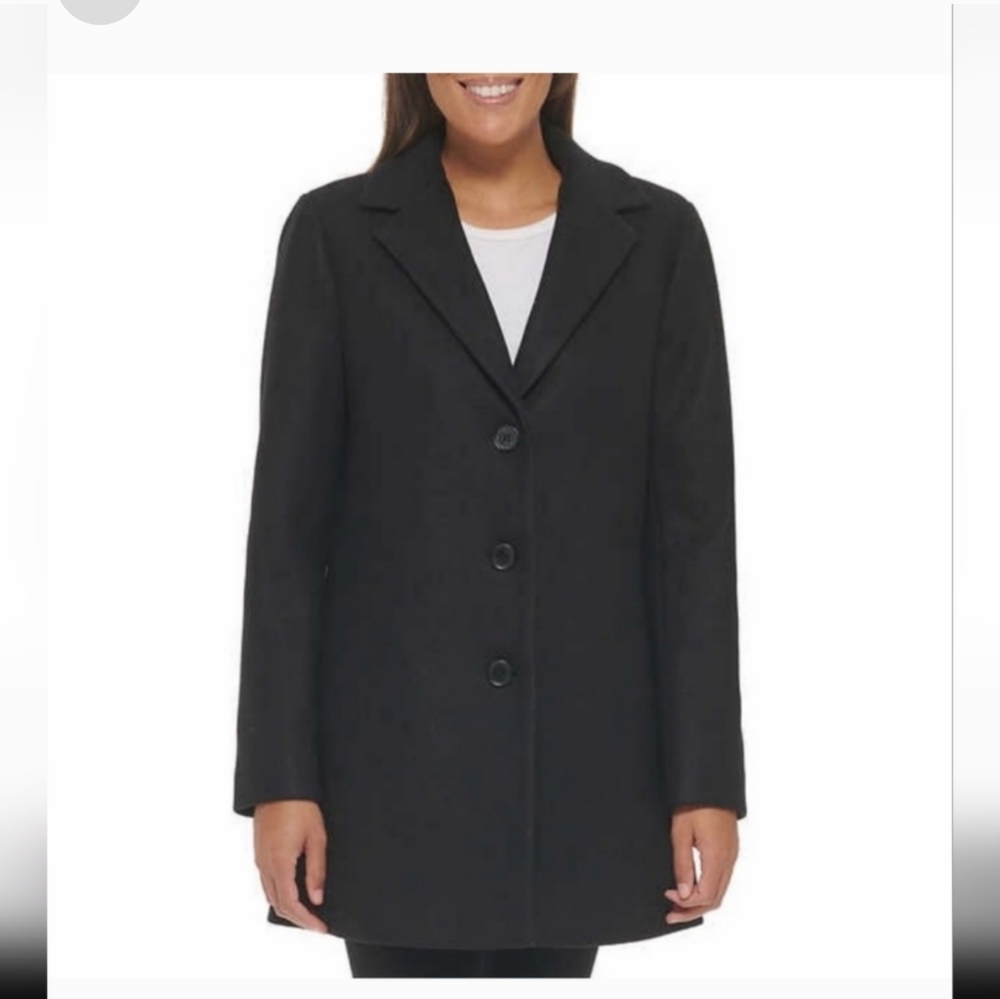 DKNY Ladies Wool Blend Coat - BLACK nwt